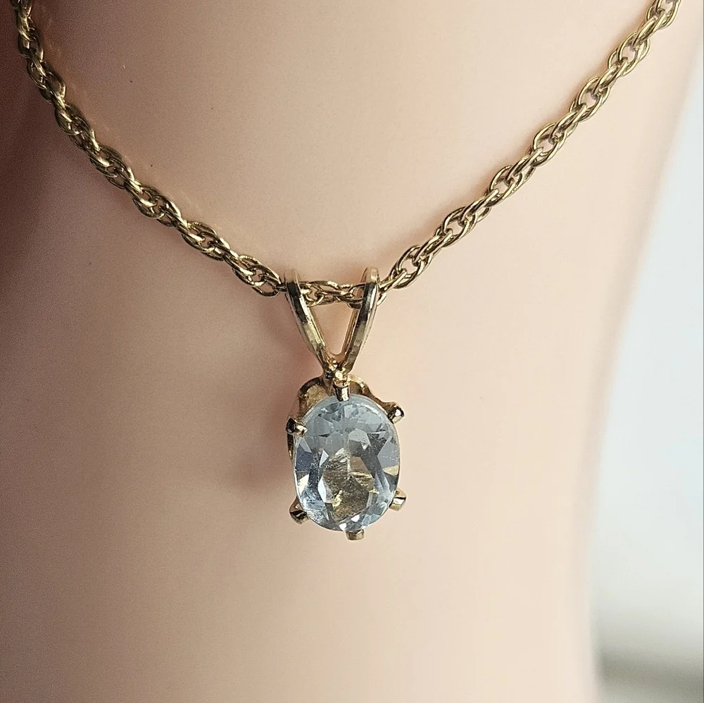 Aquamarine Necklace with Gold Chain